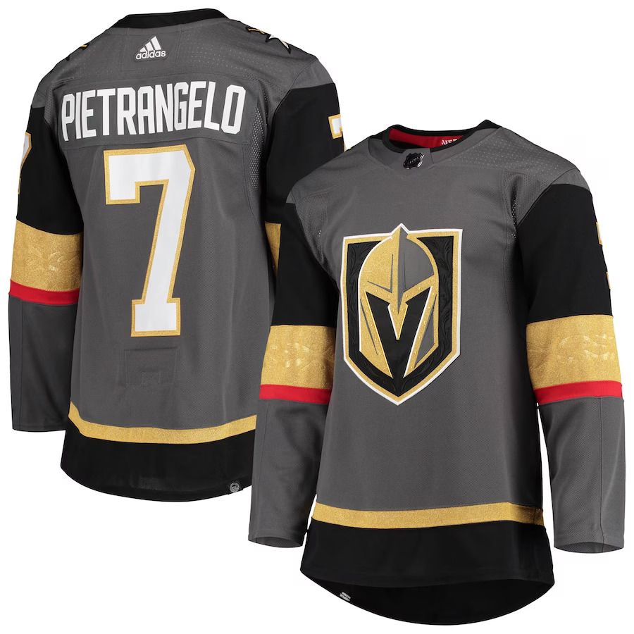 Men Vegas Golden Knights #7 Alex Pietrangelo adidas Gray Alternate Primegreen Authentic Pro Player NHL Jersey